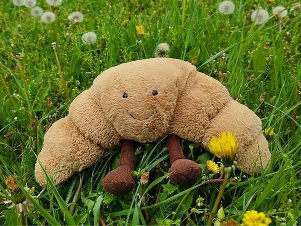 Pesado Plush 9  Croissant Plush Sorriso lindo Croissant Pão Almofada Animal recheado