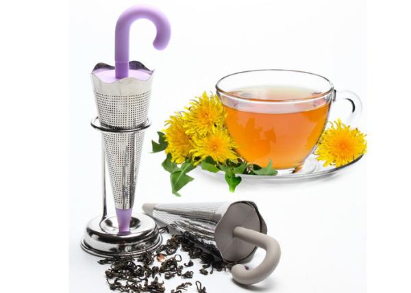 Stainless Steel 304 Umbrella Shape Silicone Tea Bag Strainer with Stand Coffee Tea Filter