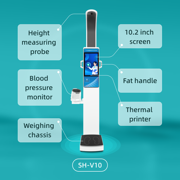 Advanced 19 Inch Android Advertising Multi Parameters Health Kiosk BMI Machine Body Height Weight Scale for Hospital