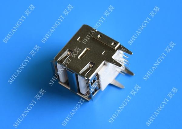 Type A Female USB Charging Connector , Lightweight 8 Pin Dual USB 2.0 Connector