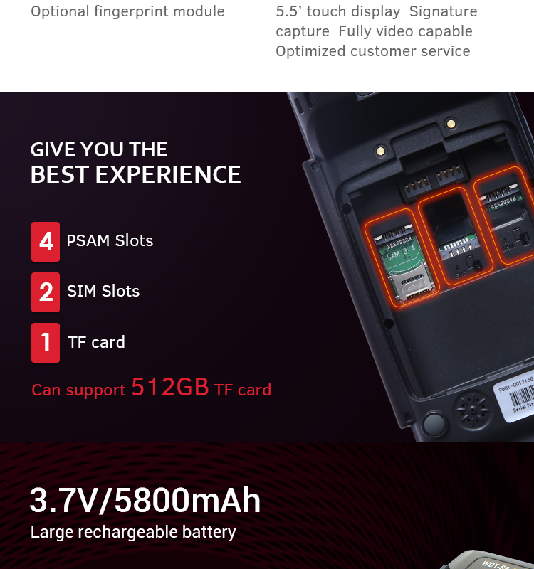 Терминал Pos терминала 720×1280 IPS POS TDS CDMA 2GB LPDDR3 беспроводной Handheld