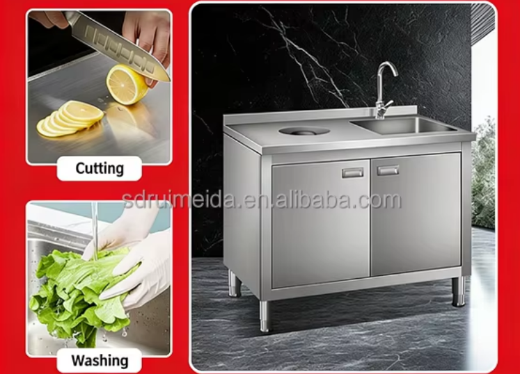 Custom Multi-functional Stainless Steel Kitchen Workstation with Adjustable Height Legs and Heavy-Duty Capacity