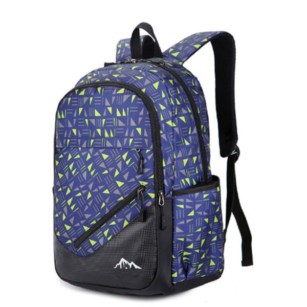 Nylon Casual shcool  Backpack for kids blue camouflage with triangle