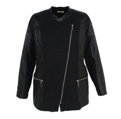 Ladies PU Stand Collar Jacket Stand Leather Jacket Soft Feeling Black Color