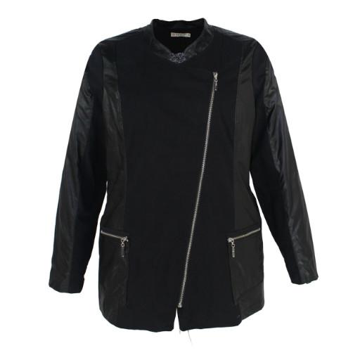 Ladies PU Stand Collar Jacket Stand Leather Jacket Soft Feeling Black Color