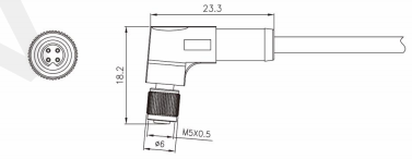 M5 Угловая женская сверхуплавленная розетка 3/4pin Черная 20A сварка IP67