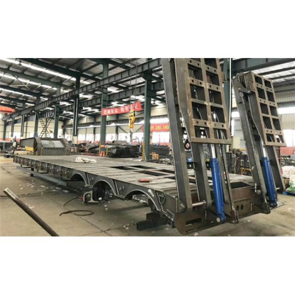 Steel Material 60T -70T Heavy Duty Semi Trailers Low Bed 3 Axles 12R22.5 / 12R20 Tire