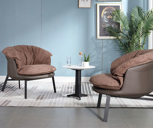 Comfortable Brown Velvet Fabric Armchair Living Room Single Seat