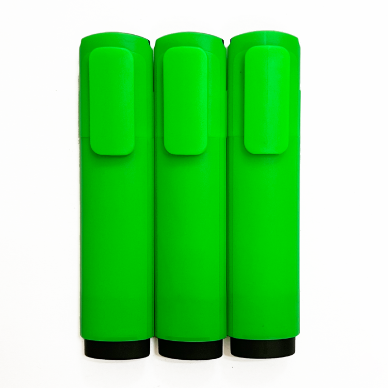 Hot Selling 12PCS Green School And Office Fluorescent Ink Color Box Set Marker Chisel Fiber Tip Highlighter