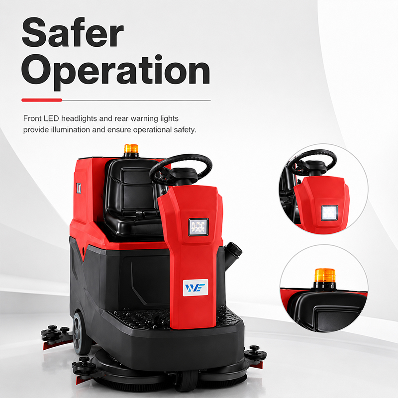 Intelligent Ride-on Floor Scrubber High Capacity Battery Powered Cleaning Machine for Shopping Mall Warehouse
