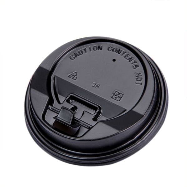 Disposable Thicken Black Coffee Lids , Safe Dome Switch Hot Drink Lids