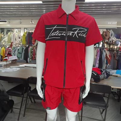 Logo personnalisé Nylon Polyester Fermeture à glissière Summer Jogging Suits Vêtements Hommes 2 pièces Ensembles Tracksuits Ensembles courts Fabricant pour hommes