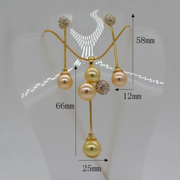 luxury Simple Trendy Jewelry Set Rhinestone Necklace pendant Earrings 18K Real Gold Plated