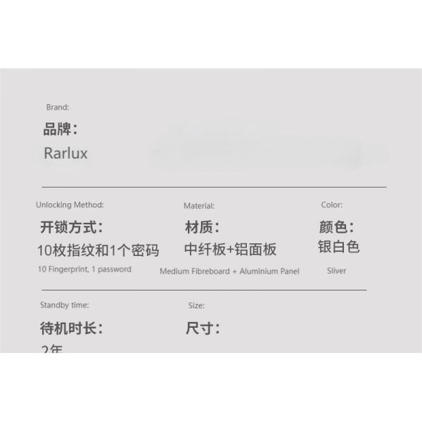 Key Storage Fingerprint Suitcase Safe Box Office & Home Document Jewelry Storage Padlock Rarlux S-S2