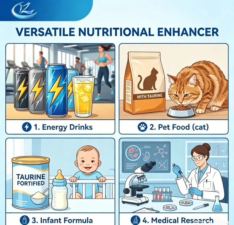 Nutritional Fortifier for Beverage, Health Supplement and Pet Food Purity Taurine Powder Factory Direct