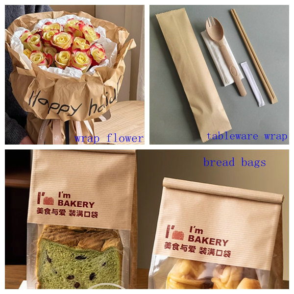 60gsm 70gsm 70x 100cm Brown Coated 1 side Ribbed Kraft Paper For Food Wrap Bags 60 gm 70 gm 70 x 100 cm Marron revêtu d'un côté de papier kraft côtelé pour sacs d'emballage alimentaire