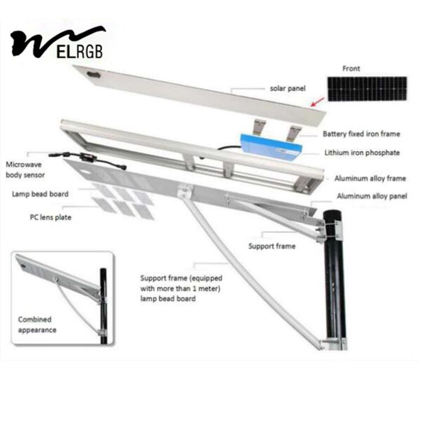 60w 90w 100W 150w Solar Street Light LED Solar Powered Lights Alumimum Alloy