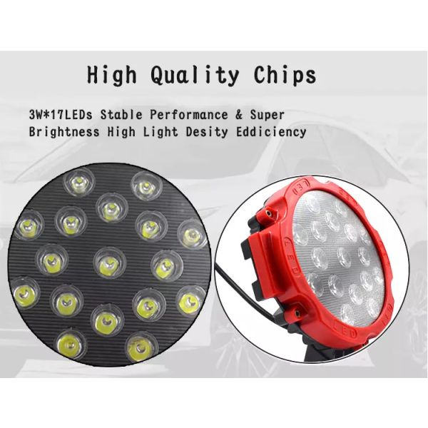 51W High Power LED Driving Lamps , 7 Inches Off Road Driving Lights