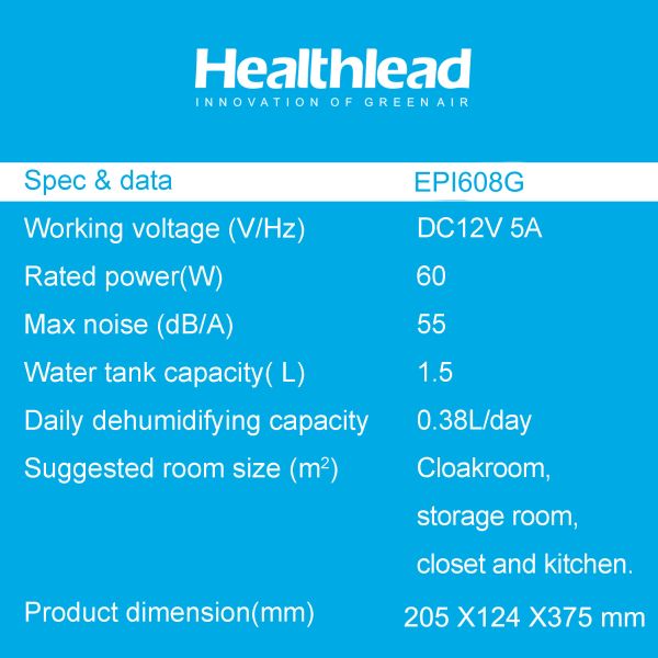 Dehumidifier 60W цистерны с водой 1.5L мини для спальни младенца и шкафа EPI608G