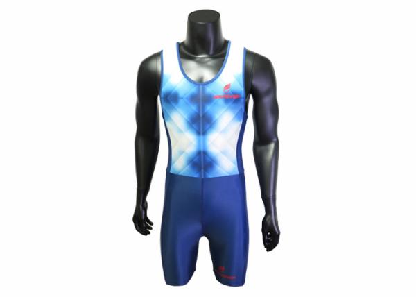 Sublimação azul da cor que enfileira o terno do enfileiramento de Lycra da roupa dos esportes para o esporte de barco