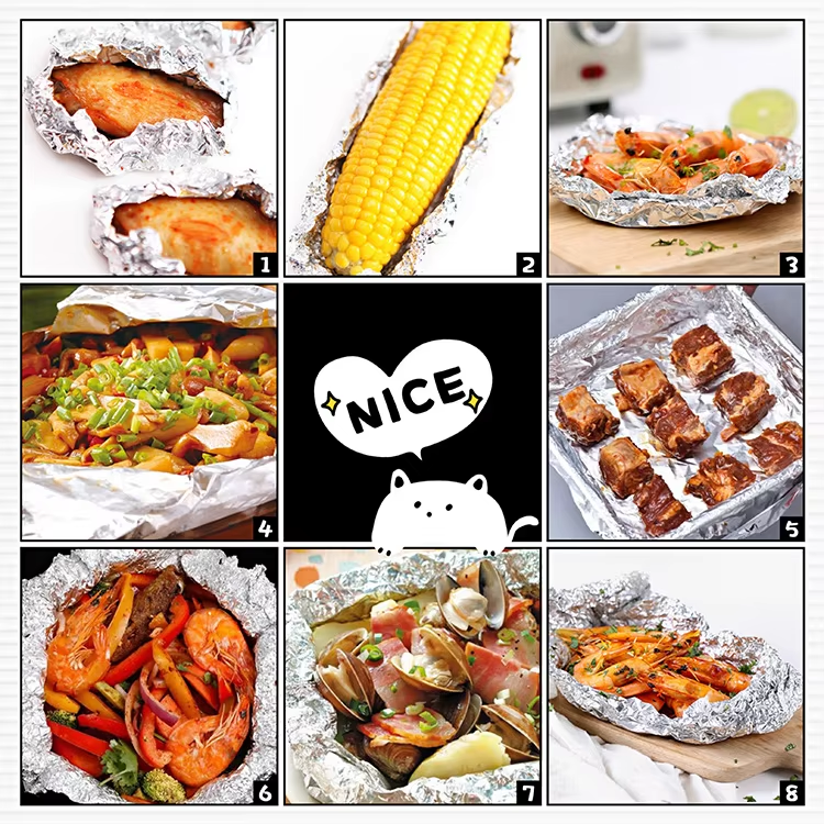 Non Toxic Aluminum Foil Various Sizes Durable Flexible Packaging Material Suitable for Food Storage and Heat Insulation
