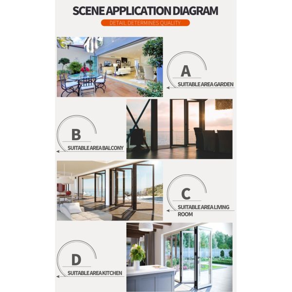 Portas de empilhamento de dobramento de alumínio do projeto moderno para a porta bifold vitrificada da porta da casa dobro bifold vertical residencial