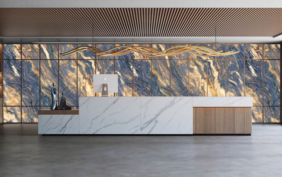 Luxury 3D Printed Stone Feature Wall Panel Ultra HD TV Background