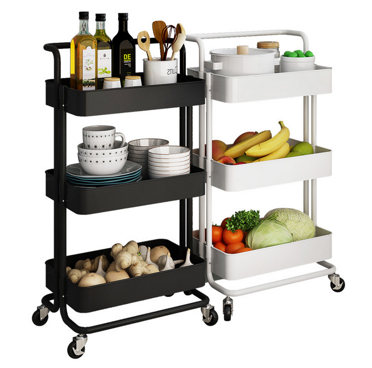 Wear Resistant Kitchen 45KG Bearing ABS 3 Shelf Trolley