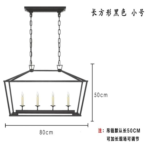 Loft Vintage Iron Birdcage Pendant Light Modern  Darlana Linear Lantern Chandelier（WH-AP-640）