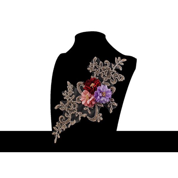 Unique Lace Neckline Applique For Dress / Embroidery Lace Collar