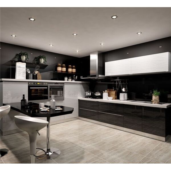 High Gloss Melamine Board Carcass Kitchen Cabinet Set with Drawer Slide Accessories