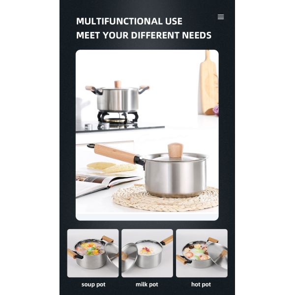 Factory Direct 3 Pieces Cooking Pot Set Kitchen Wares Set Pots And Pans Cookware Sets Cooking With Wooden Handle