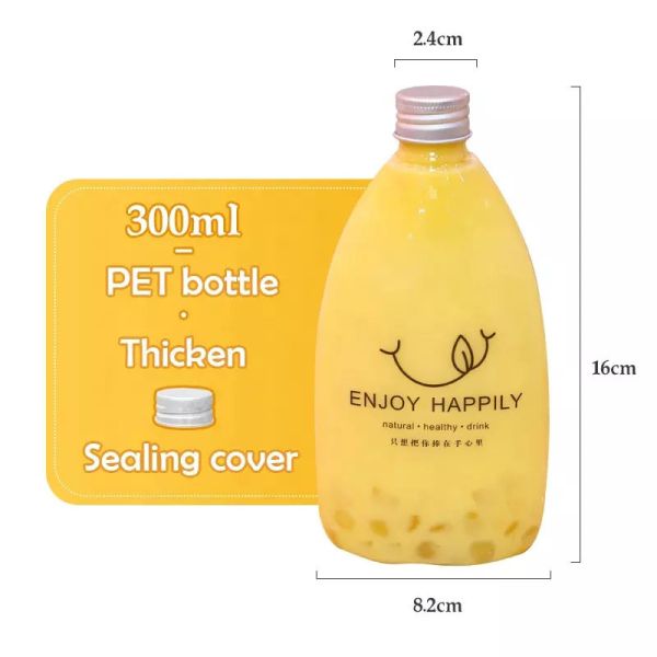 300ml Transparent PET Milk Tea Plastic Bottle 100% Food Grade