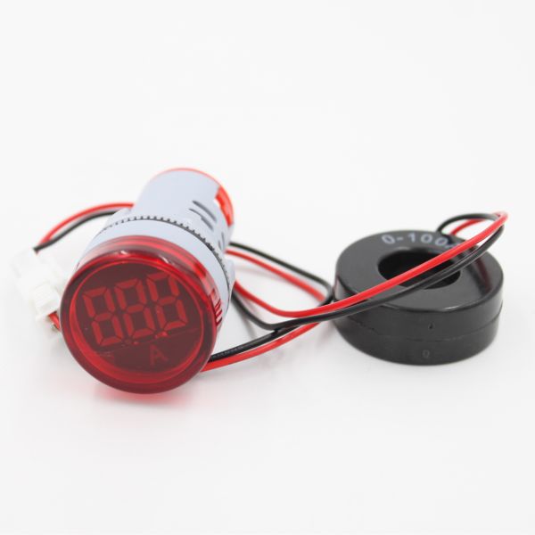 110V 220V 22mm Mini LED Indicator Digital AC Ammeter Red Color