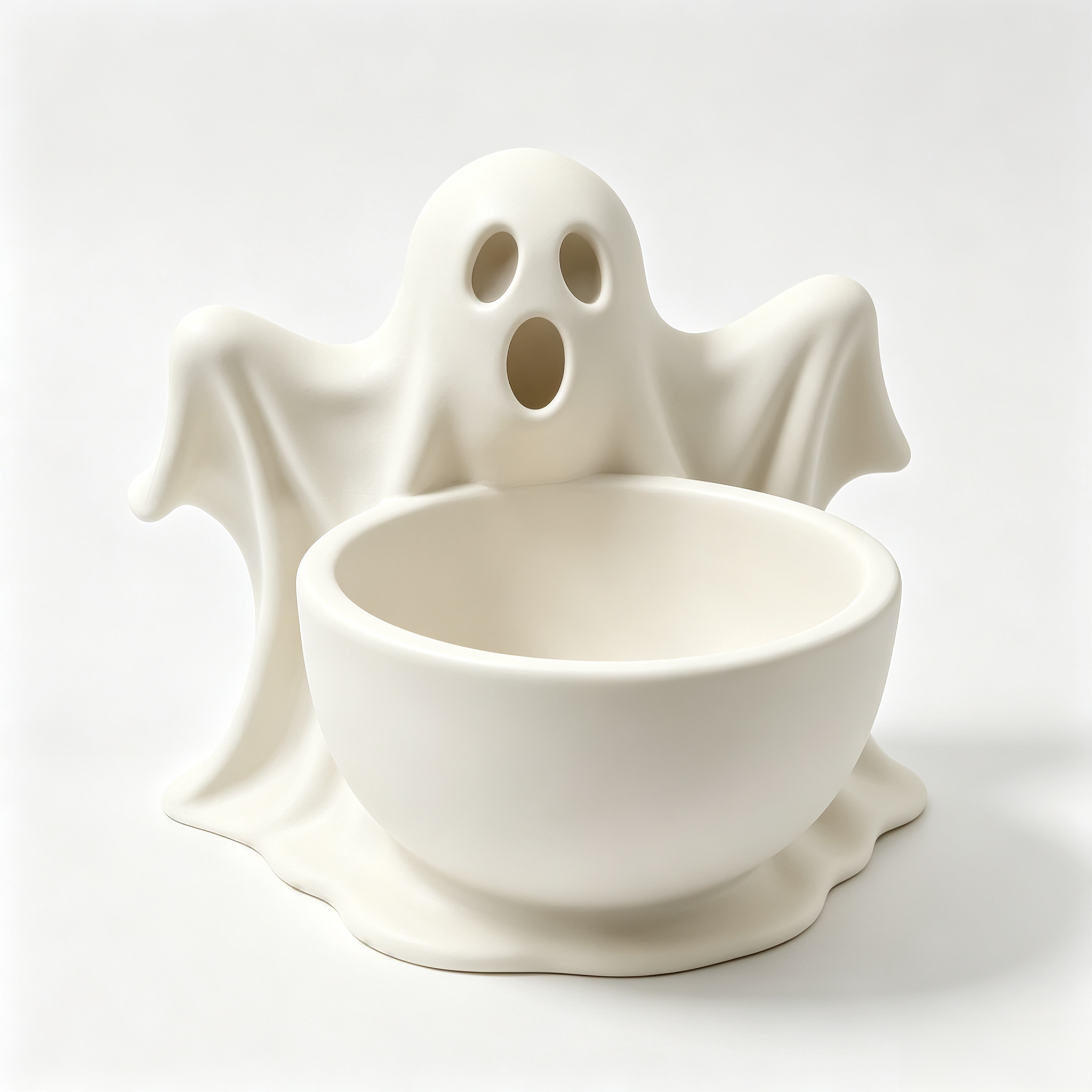Hollow Facial Ghost Container, 3D Printed Holiday Decoration for Succulent Plant & Small Ornament Display