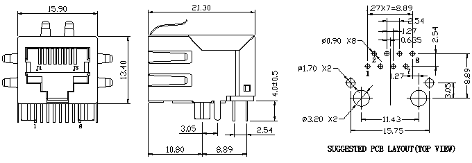 крест LPJ4011CNL Magnetics порта Rj-45 Jack Основания-T 13F-60NDK2NL 10/100 одиночный