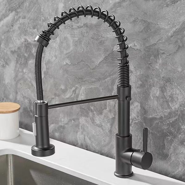 Hot Cold Water Kitchen Faucet with Swivel Extension Spring Pull Out Pull Down Sprayer