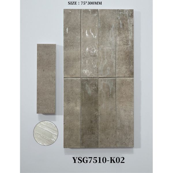 Scratch-resistant Beige 75x300mm Glossy Indoor Ceramic Wall Tiles For Balcony