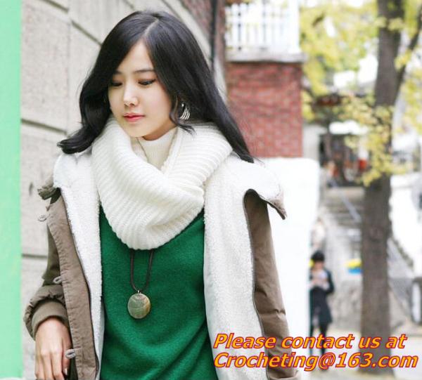 Fashion Accessory New Style Knitting Scarf Loopschal Wave Knit Scarf, Crocheted Ruffle Sca