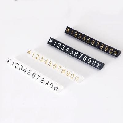 Ouro Prateado Negro Número Carta Cubo Tag Holder Display Stand para loja de jóias
