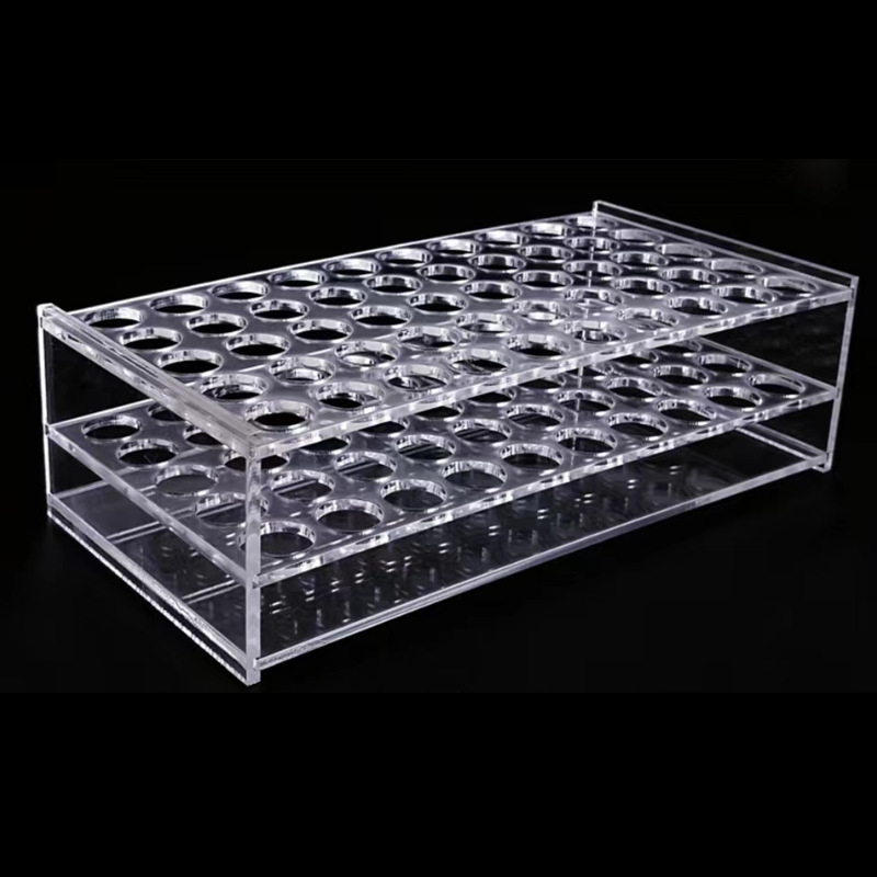 Factory Custom Durable Transparent Acrylic Test Tube Rack Clear Practical Lab Holder with Holes for Science Experiments
