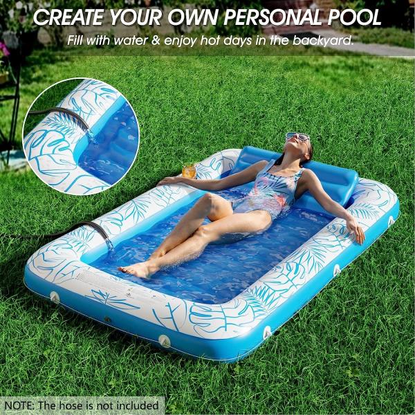Inflatable Tanning Pool Lounger Float, Sun Tan Tub Sunbathing Raft Floatie Toys Water Filled Tanning Bed Mat