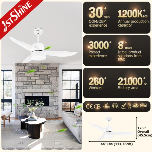 Mulit Colors 44 Inch 3 Blade Ceiling Fan Low Voltage Silent Mode