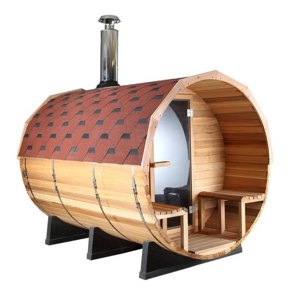Modern 3-4 Person Pine/Canadian Hemlock/Red Room Heater Outdoor Use Pretty Sauna Cedar Barrel Sauna Room With Harvia For Family