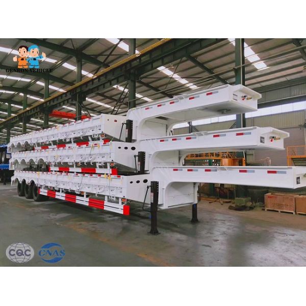 Mechanical Suspension 14 Meters 3 Axles Hydraulic Extendable Lowboy Trailer