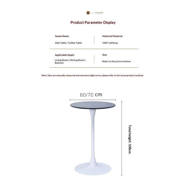 Modern Simple Metal Tulip Trumpet Round Coffee Table Leisure High-legged Side Table for Home Dining Room Negotiation Meetings