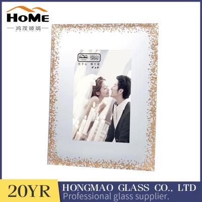 Modern Glass Photo Frames , Glitter Surrouded Lighted 4x6 Glass Picture Frames