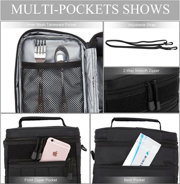 Customized Tactical Lunch Bag Leak Proof Lunch PEVA Linings Kit Tote Bag