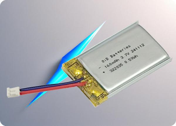 3.7V 160mAh Lithium Polymer Battery with 300 Cycles and 1C Discharge