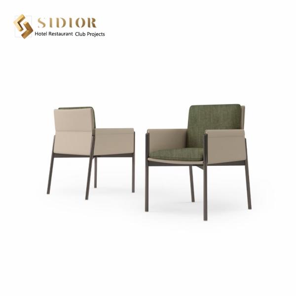 61cm Length PU Fabric Grey Velvet Dining Chairs With Black Metal Legs
